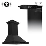 ZLINE Ducted Vent Wall Mount Range Hood in Black Stainless Steel with Built-in ZLINE CrownSound™ Bluetooth Speakers (BSKBNCRN-BT) - MyBBQDirect