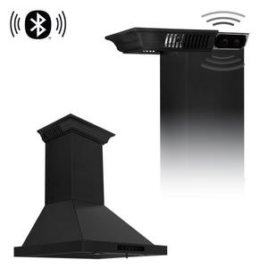 ZLINE Ducted Vent Wall Mount Range Hood in Black Stainless Steel with Built-in ZLINE CrownSound™ Bluetooth Speakers (BSKBNCRN-BT) - MyBBQDirect