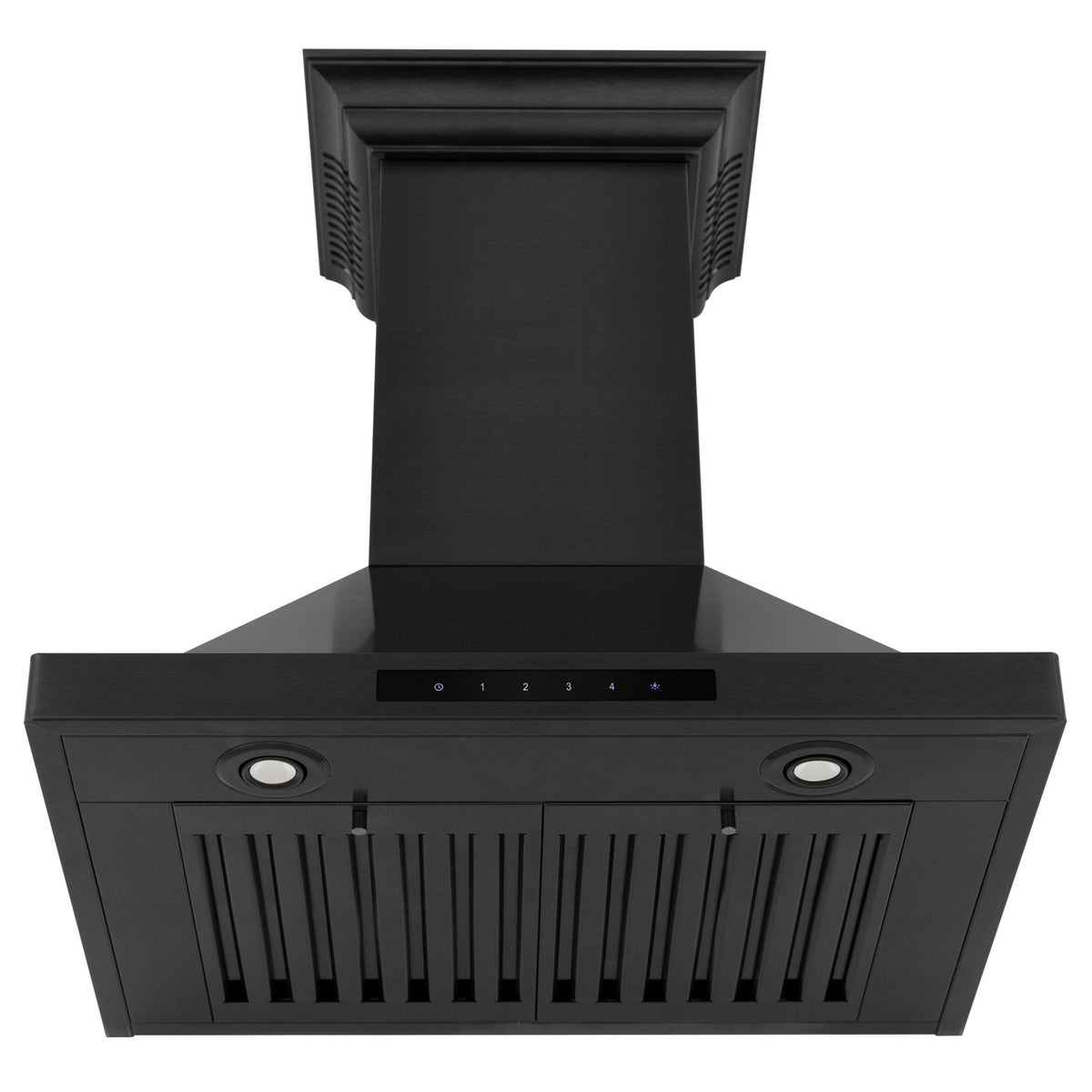 ZLINE Ducted Vent Wall Mount Range Hood in Black Stainless Steel with Built-in ZLINE CrownSound™ Bluetooth Speakers (BSKBNCRN-BT) - MyBBQDirect