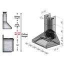ZLINE Wall Mount Range Hood in Stainless Steel - Includes Remote Blower 400/700CFM Options (697-RD/RS) - MyBBQDirect