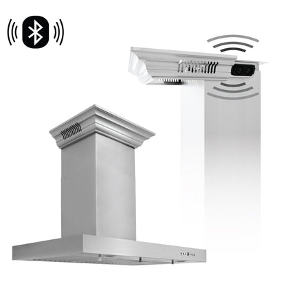 ZLINE Wall Mount Range Hood In Stainless Steel With Built-In ZLINE CrownSound® Bluetooth Speakers (KECRN-BT) - MyBBQDirect