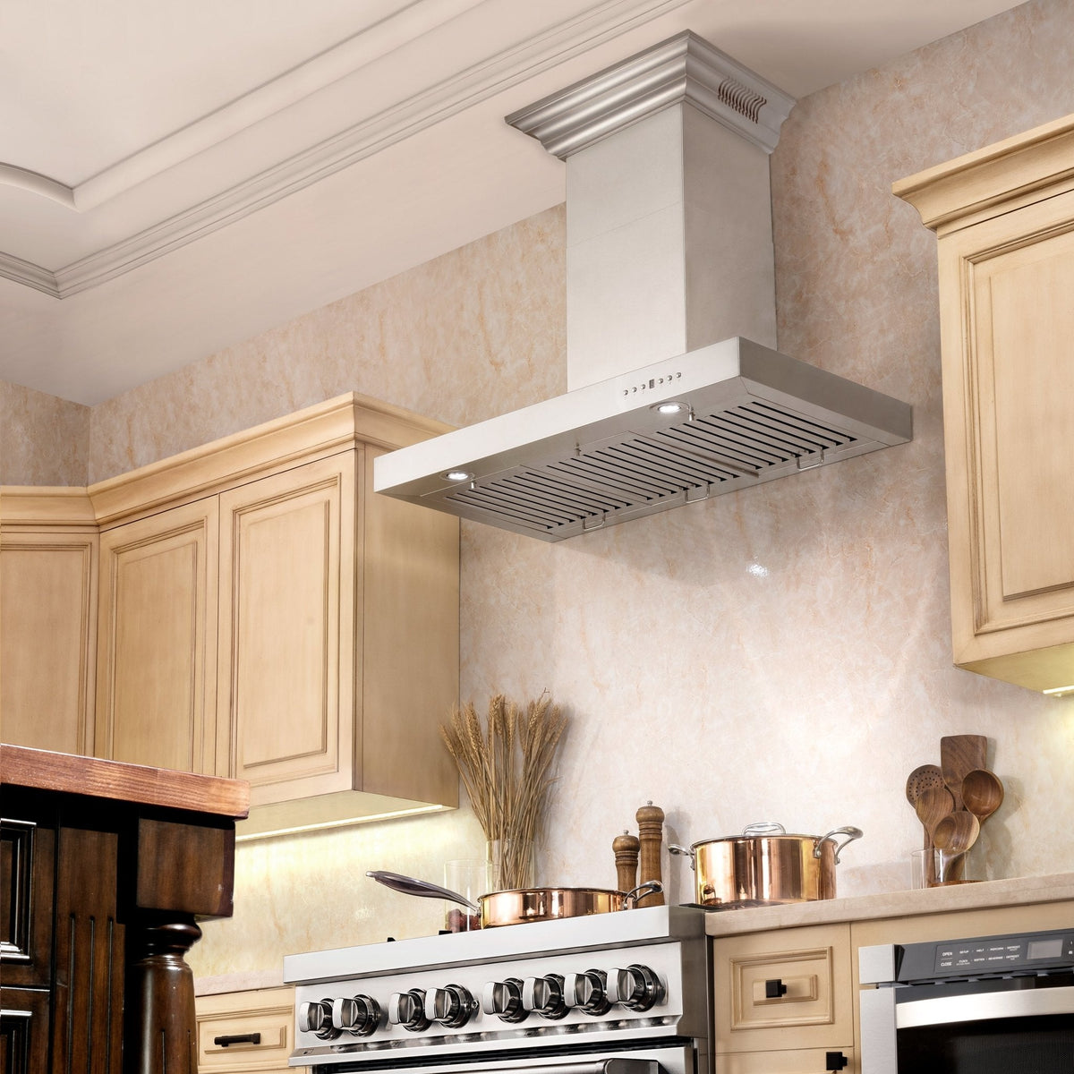 ZLINE Wall Mount Range Hood In Stainless Steel With Built-In ZLINE CrownSound® Bluetooth Speakers (KECRN-BT) - MyBBQDirect
