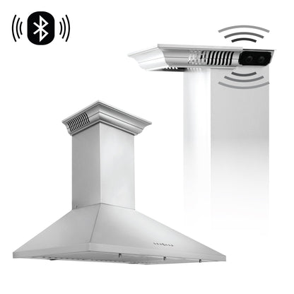ZLINE 30 in. Ducted Vent Wall Mount Range Hood in Stainless Steel with Built-in ZLINE CrownSound™ Bluetooth Speakers (KL2CRN-BT)