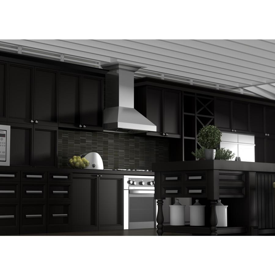 ZLINE Professional Convertible Vent Wall Mount Range Hood in Stainless Steel with Crown Molding (597CRN) - MyBBQDirect