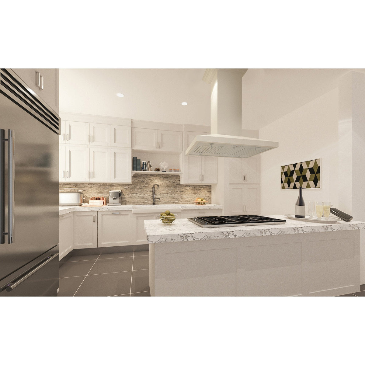 ZLINE Wooden Island Mount Range Hood in Cottage White (KBiTT) - MyBBQDirect
