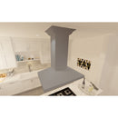 ZLINE 30 in. Convertible Vent Wooden Island Mount Range Hood in Gray (KBiUU) - MyBBQDirect