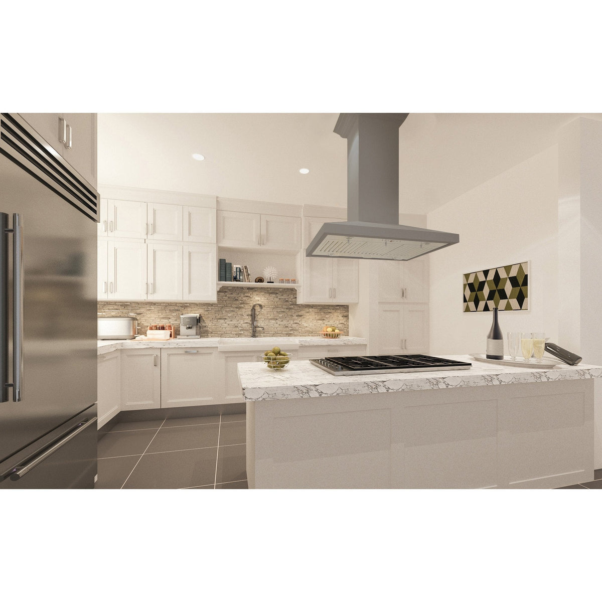 ZLINE 30 in. Convertible Vent Wooden Island Mount Range Hood in Gray (KBiUU) - MyBBQDirect