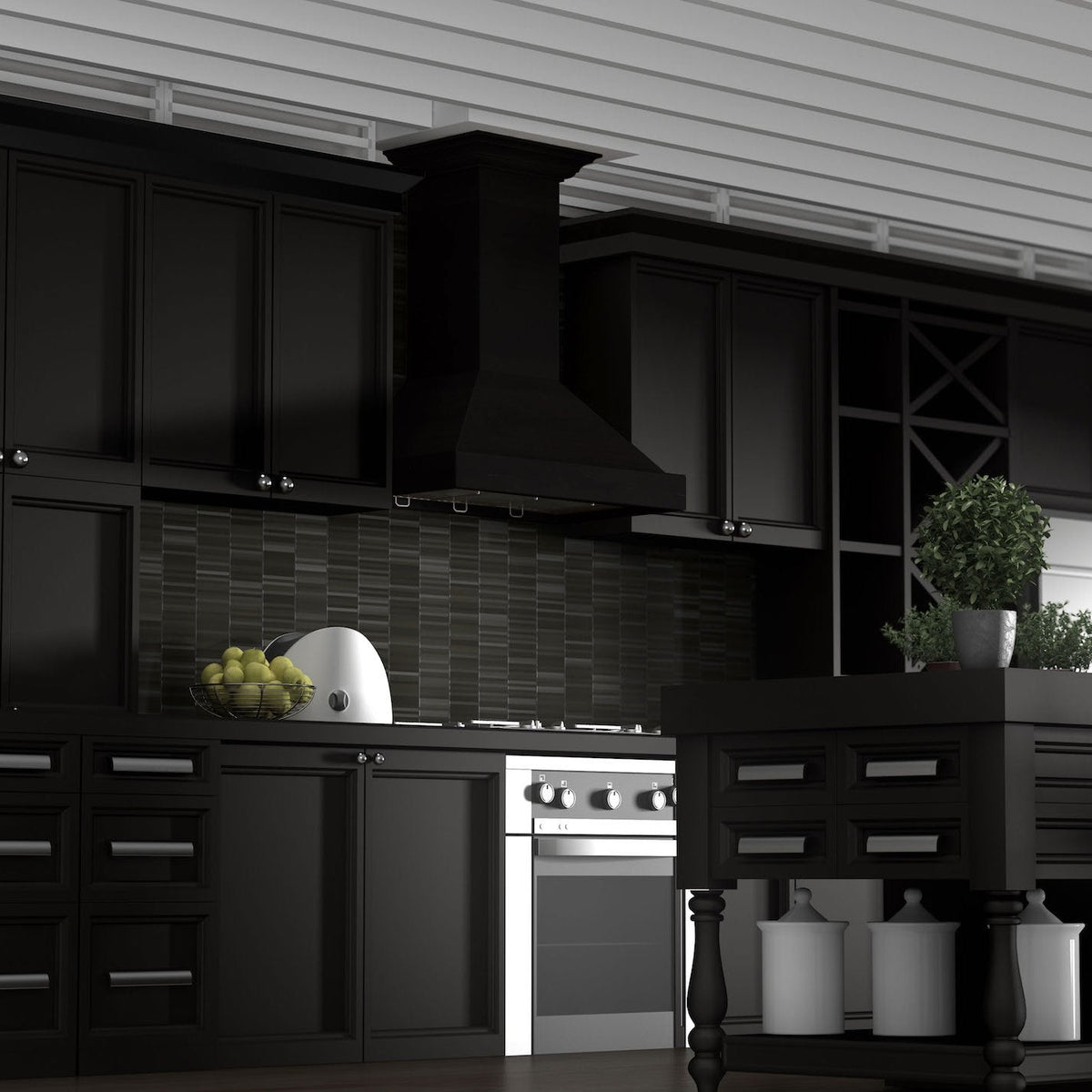 ZLINE Convertible Vent Wooden Wall Mount Range Hood in Black (KBCC) - MyBBQDirect