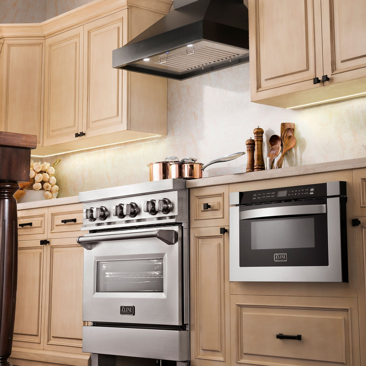 ZLINE Convertible Vent Wooden Wall Mount Range Hood in Black (KBCC) - MyBBQDirect