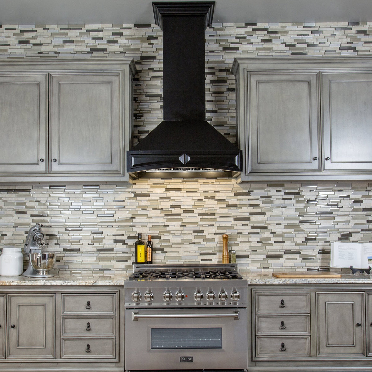ZLINE Wooden Wall Mount Range Hood In Black - Includes Remote Blower Motor (321CC-RS/RD) - MyBBQDirect