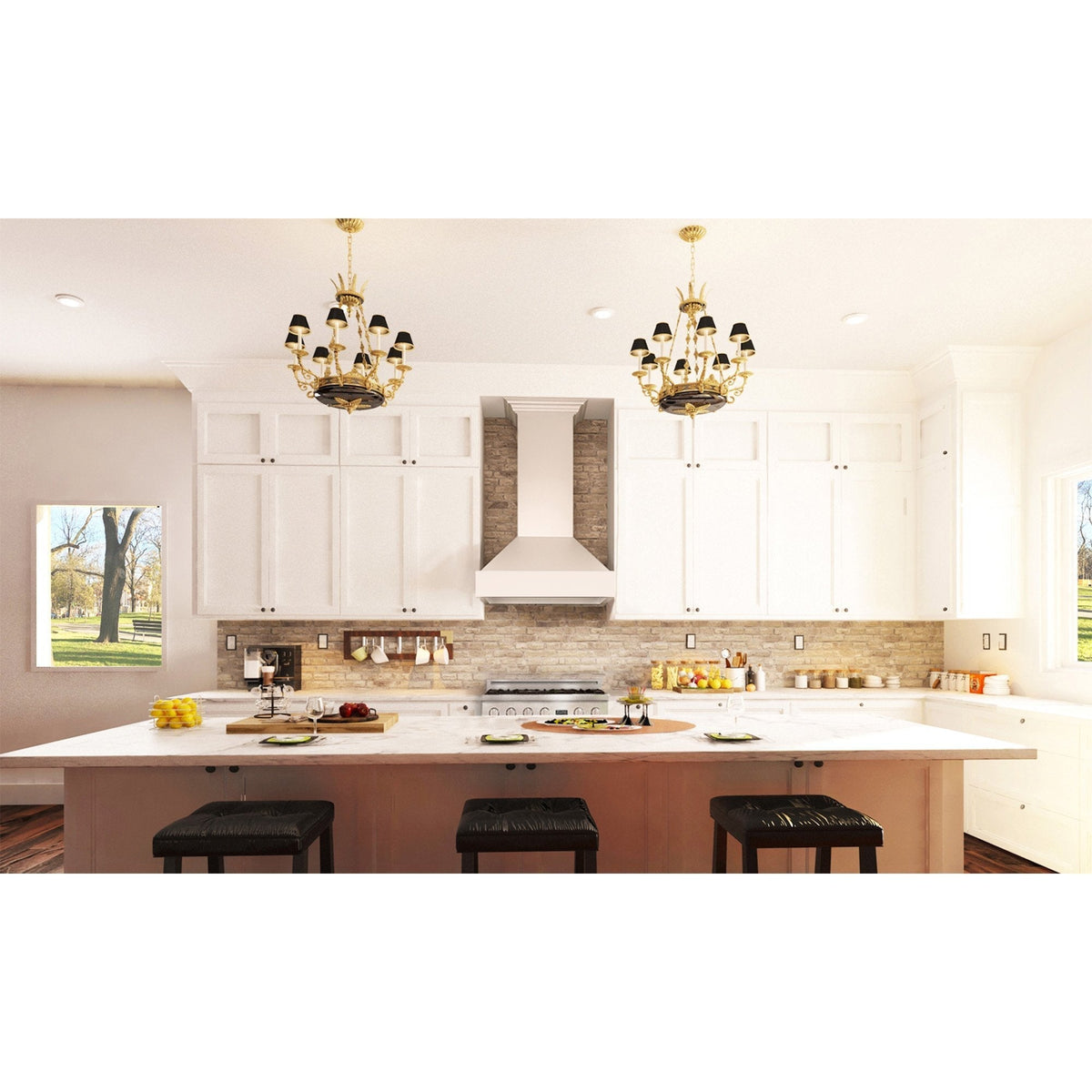 ZLINE Ducted Wooden Wall Mount Range Hood in Cottage White (KBTT) - MyBBQDirect