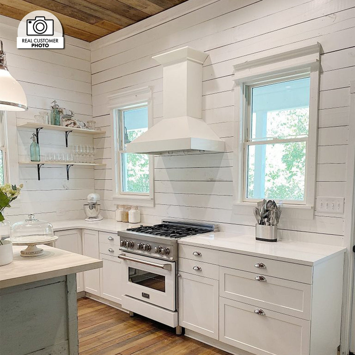 ZLINE Ducted Wooden Wall Mount Range Hood in Cottage White (KBTT) - MyBBQDirect