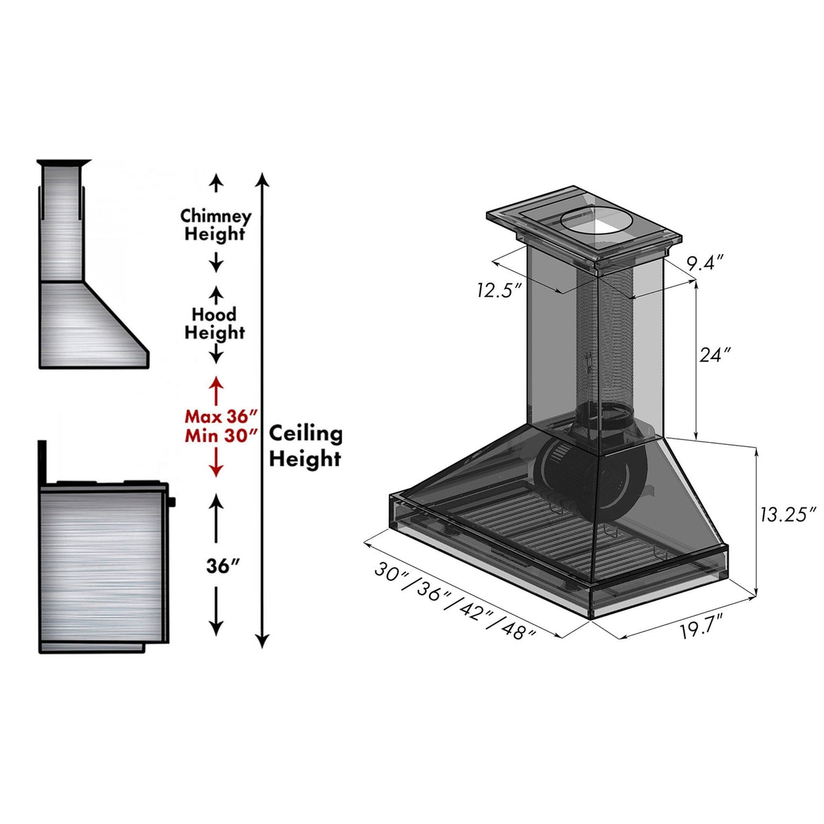 ZLINE Convertible Vent Wooden Wall Mount Range Hood in Walnut (KBRR) - MyBBQDirect