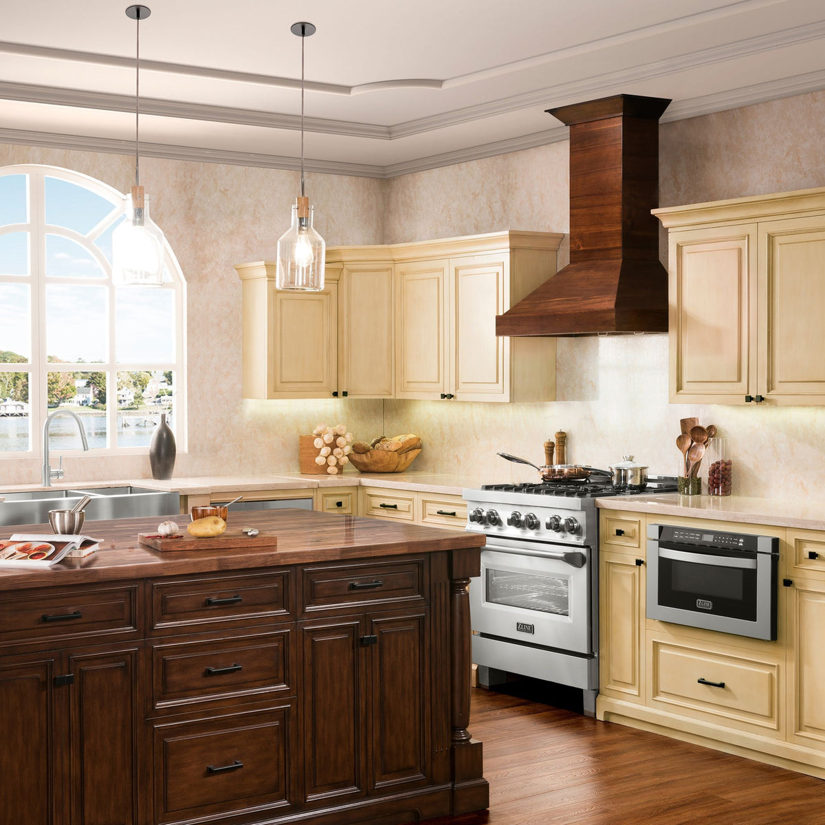 ZLINE Convertible Vent Wooden Wall Mount Range Hood in Walnut (KBRR) - MyBBQDirect