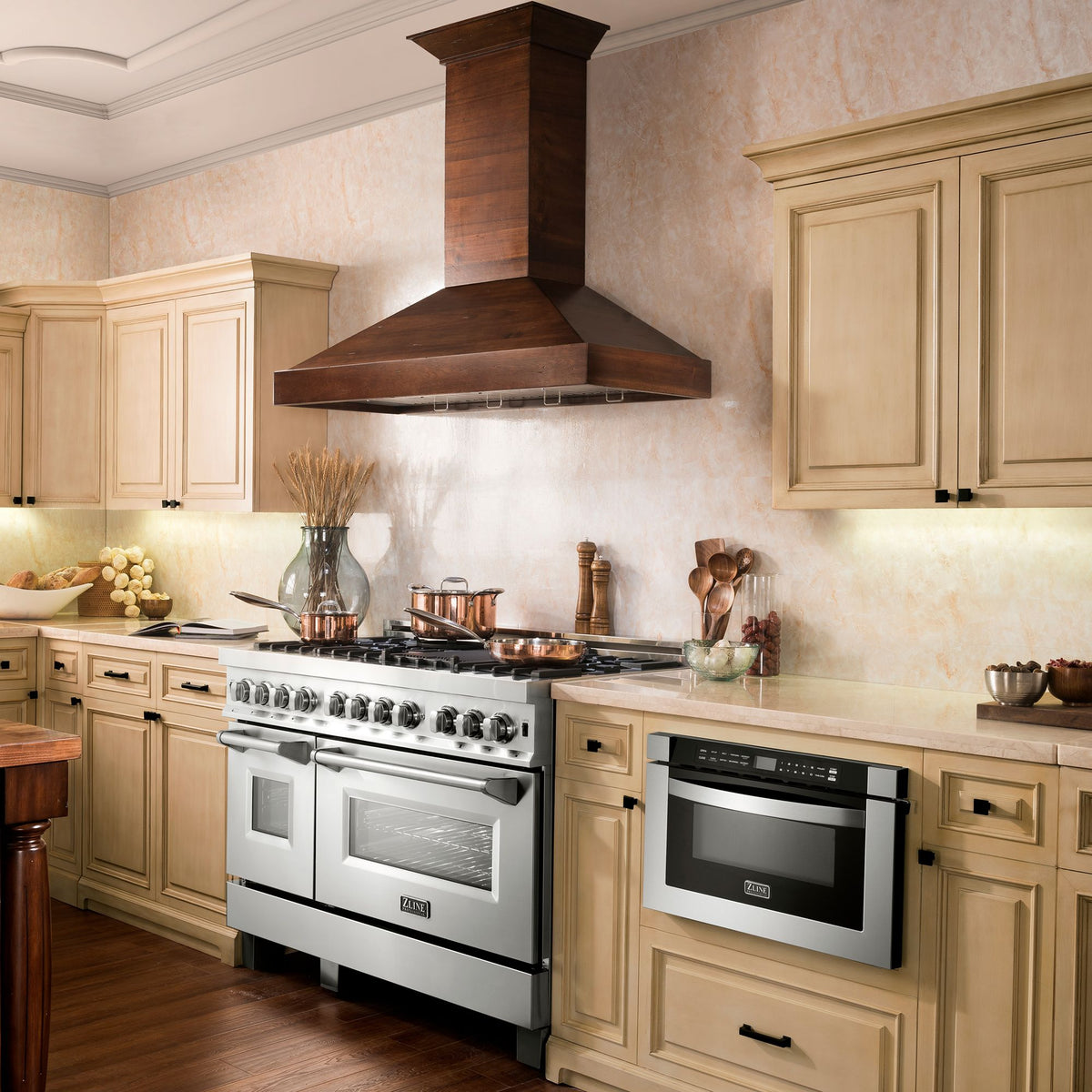ZLINE Convertible Vent Wooden Wall Mount Range Hood in Walnut (KBRR) - MyBBQDirect